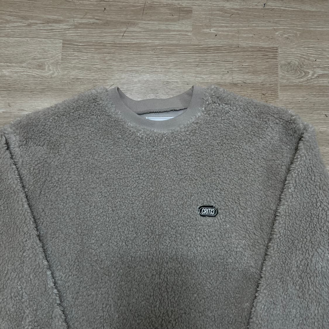 크리틱 남여공용 와펜 웜업 뽀글이 맨투맨 티셔츠 [베이지] M/95 상품이미지2