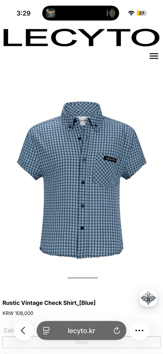 레씨토 블루 체크 빈티지 반팔 셔츠 상품이미지2