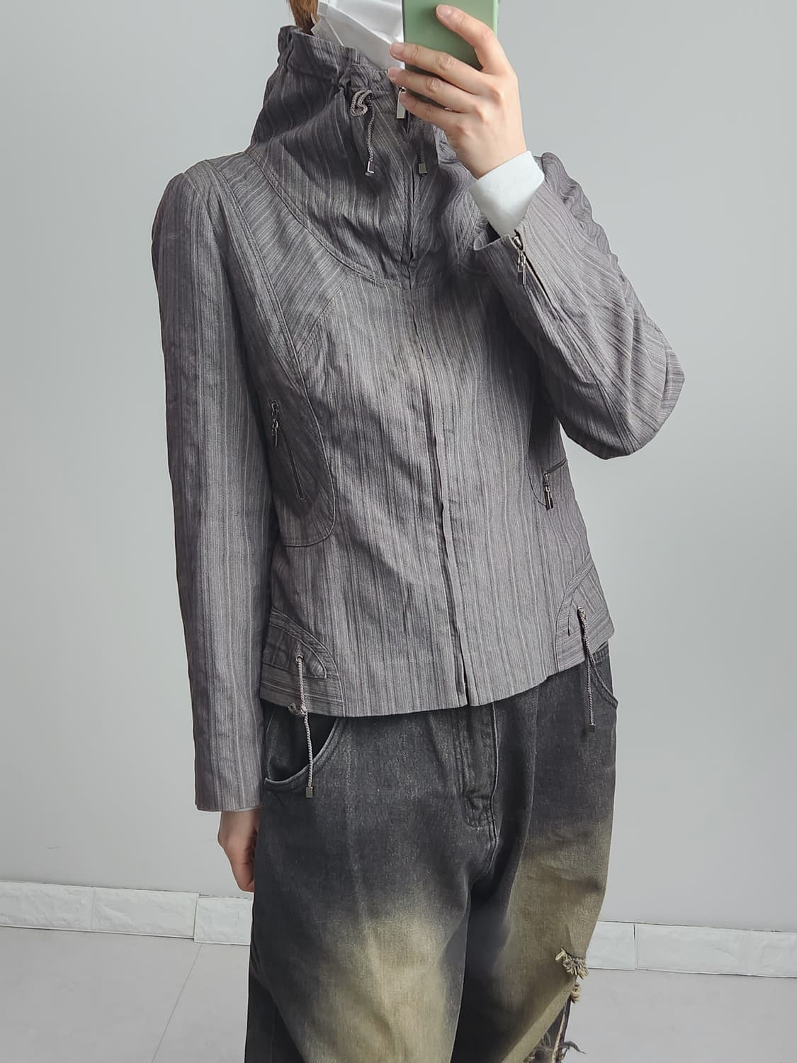 셔링 라인 집업자켓 상품이미지2