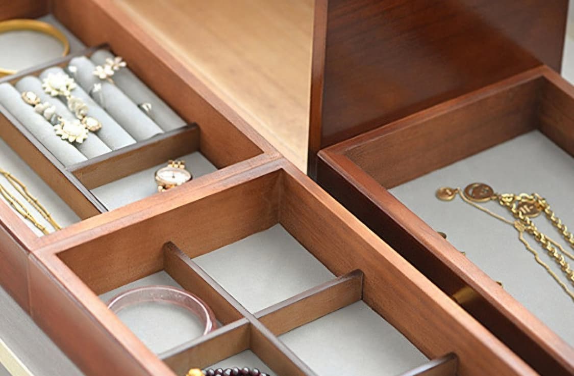 원목 2단 유리 보석함 브라운 (보관만 한 제품) 상품이미지4