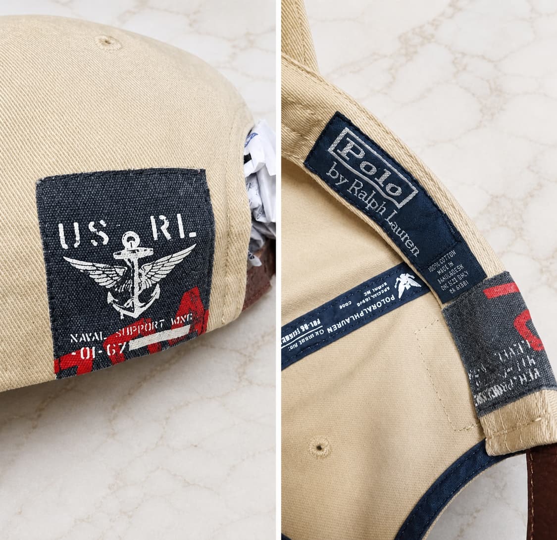 폴로 랄프로렌 USS 제2 비행대 스콜피온 가죽 스트랩백 모자 상품이미지9