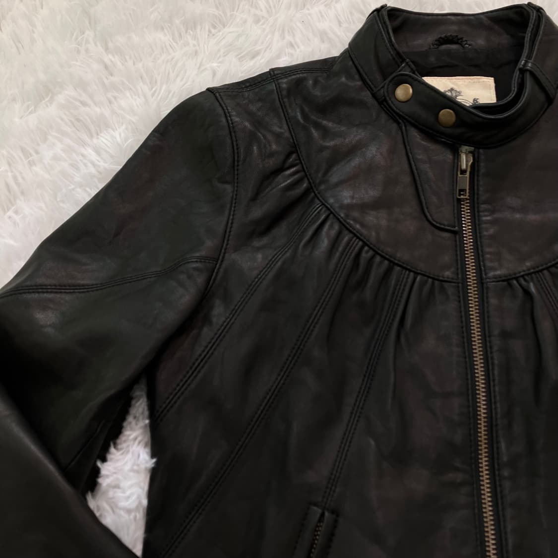 빈티지 리얼 레더 트임 레더 자켓 o-785 y2k 스트릿 갸루 펑키  상품이미지6