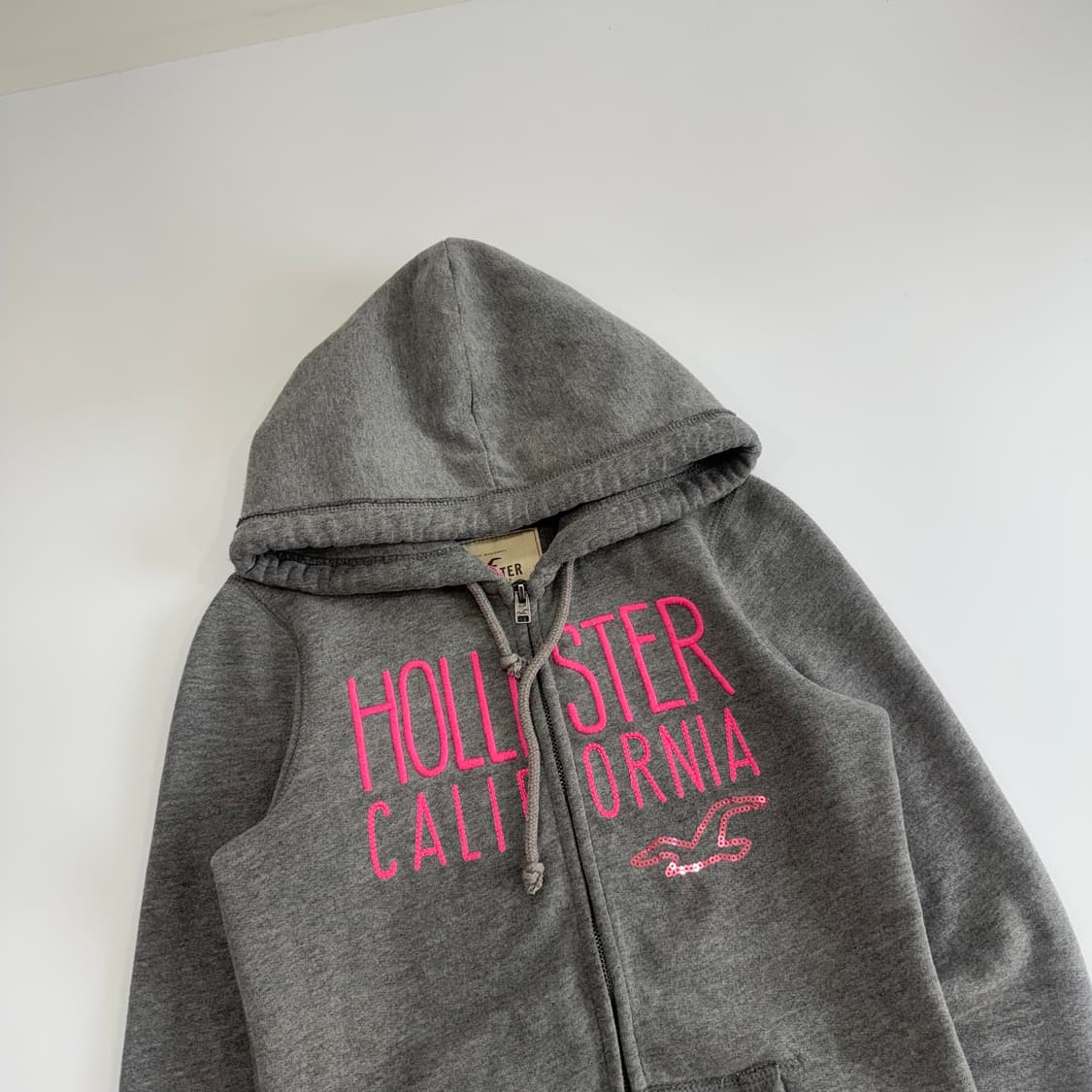 Hollister 홀리스터 핑크 로고 그레이 후드집업 상품이미지4