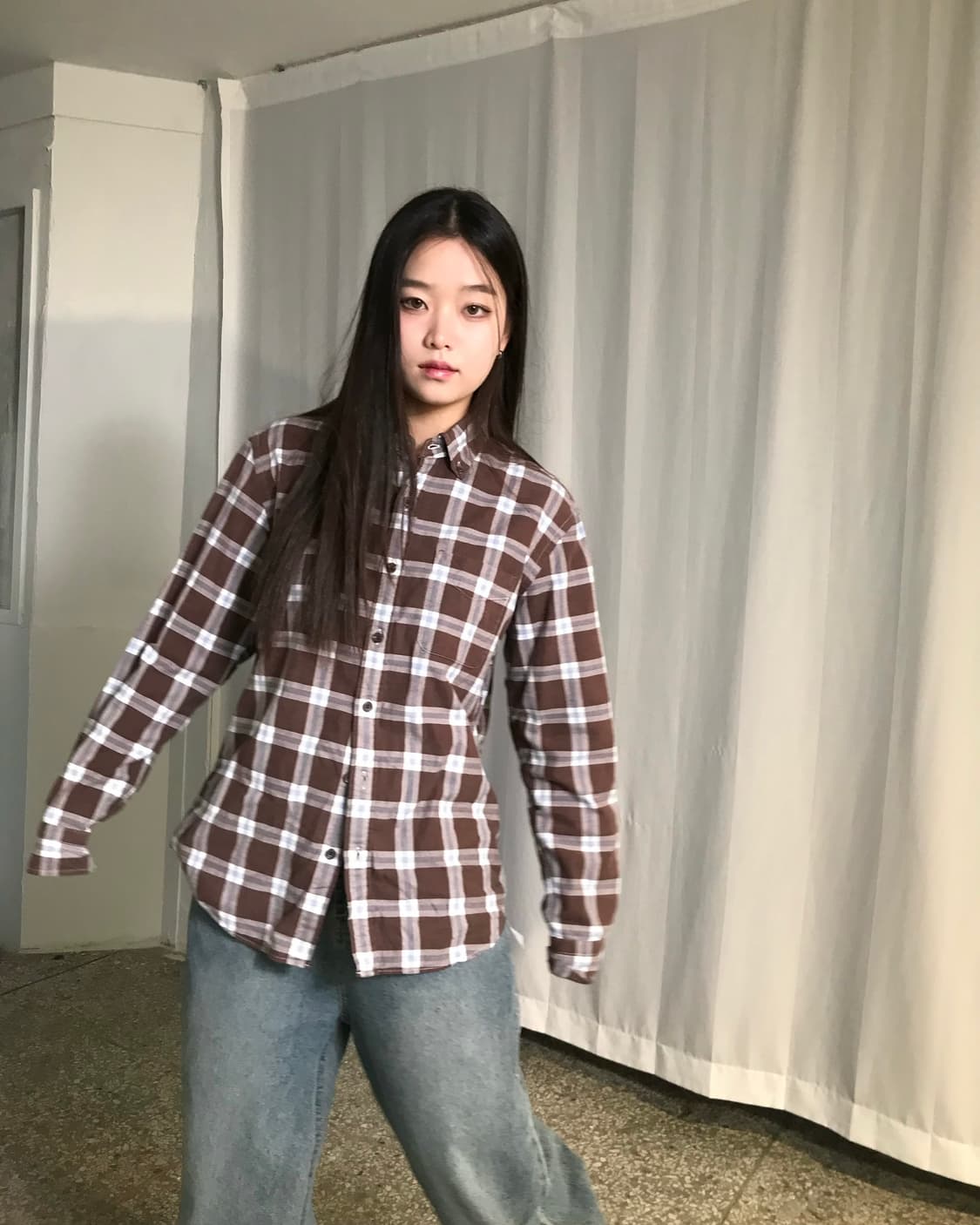 브라운 체크 셔츠  상품이미지4