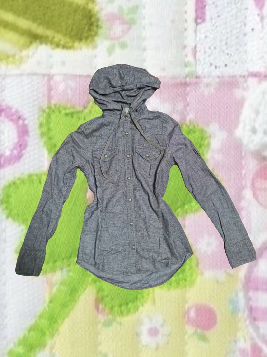 빈티지 모리걸 후드 셔츠 긴팔 뮤트 브라운 아오이유우 상품이미지1