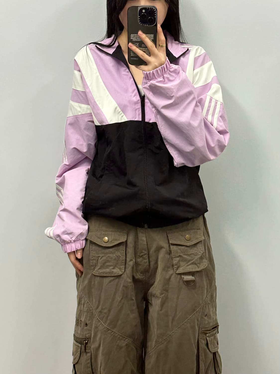 아디다스 발란타 라벤더 블랙 배색 트랙탑 바람막이 상품이미지1