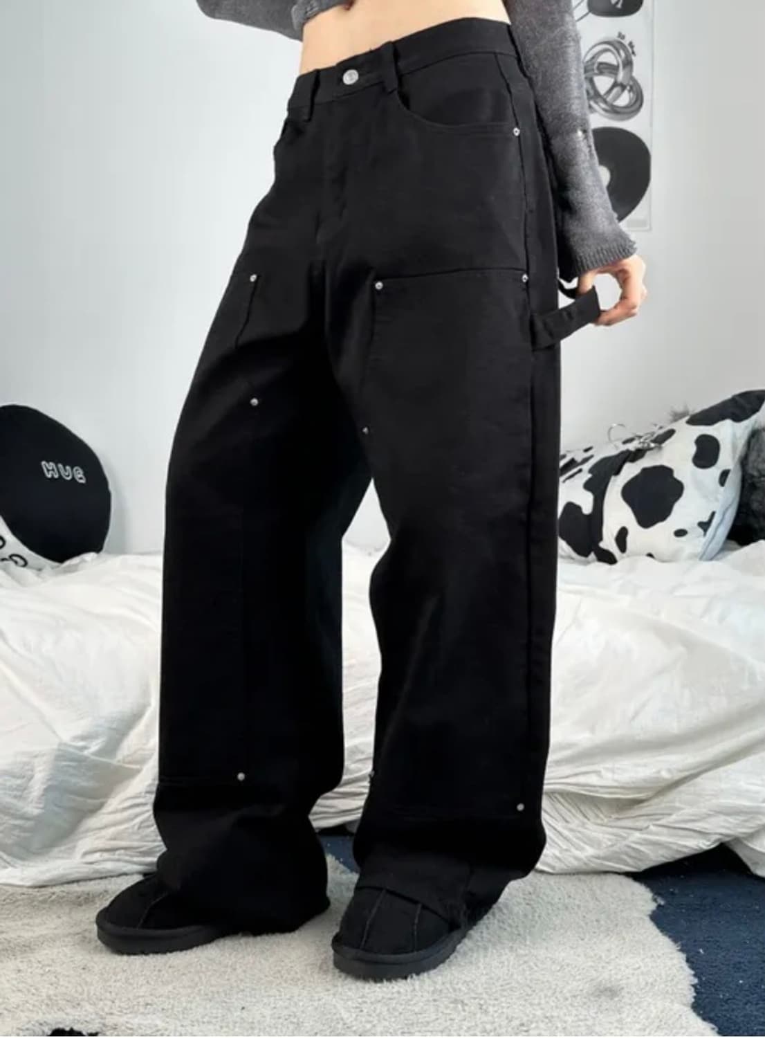 카펜더 포인트 코튼 와이드팬츠 상품이미지1