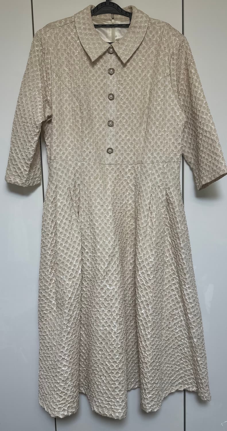 치크라인아이보리 진주 버튼 플레어 고퀄원피스 상품이미지1