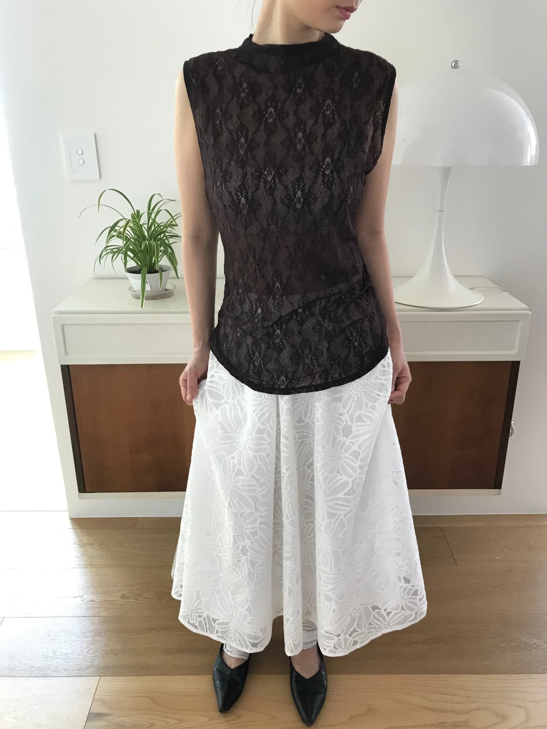 vintage brown lace sleeveless 상품이미지1