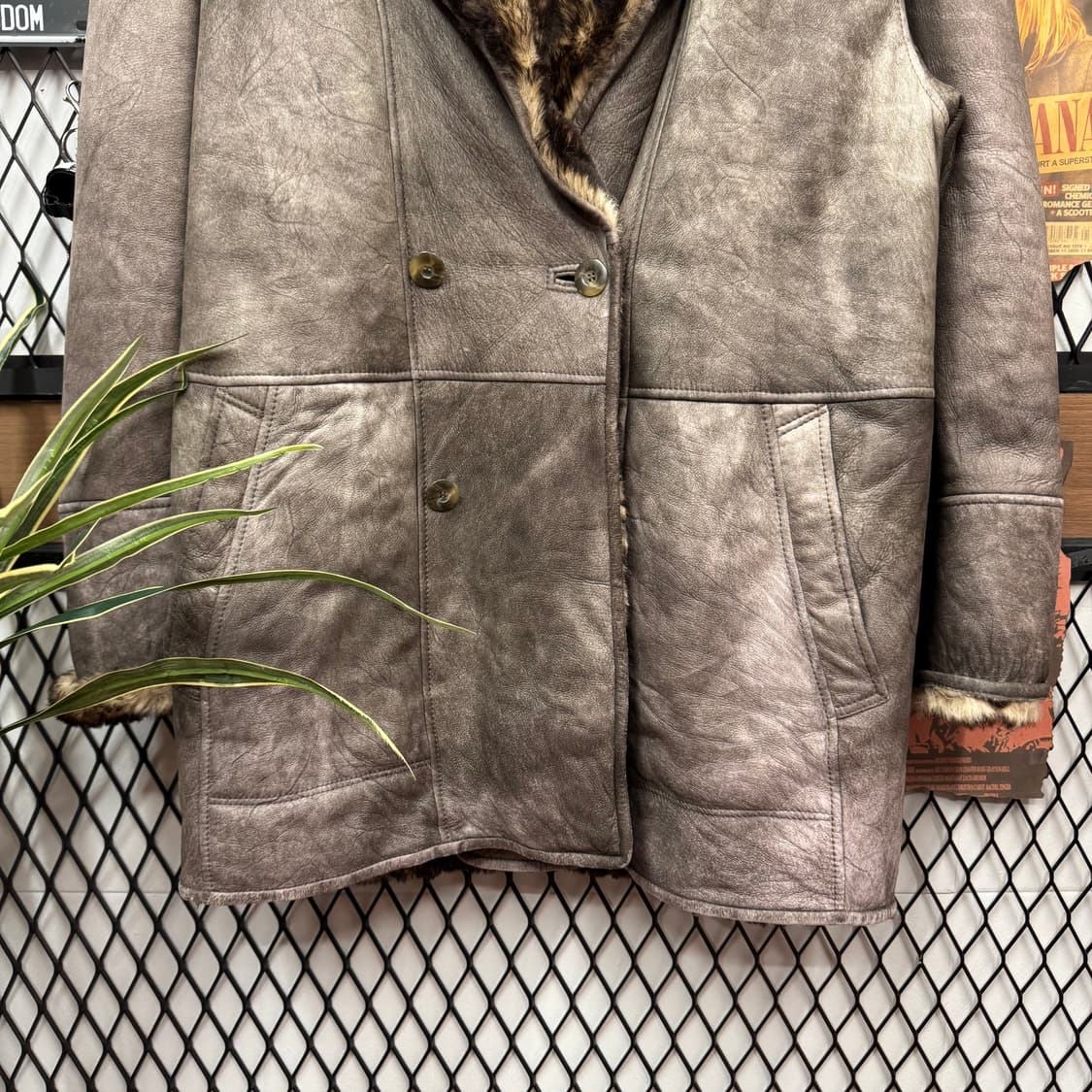 AC.BANG 빈티지 양가죽 스웨이드 레더 퍼카라 롱코트 브라운 상품이미지4