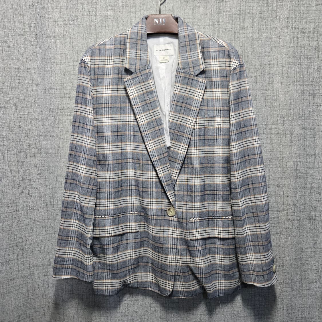 클럽모나코 레이온 린넨 체크 패턴 자켓  상품이미지1