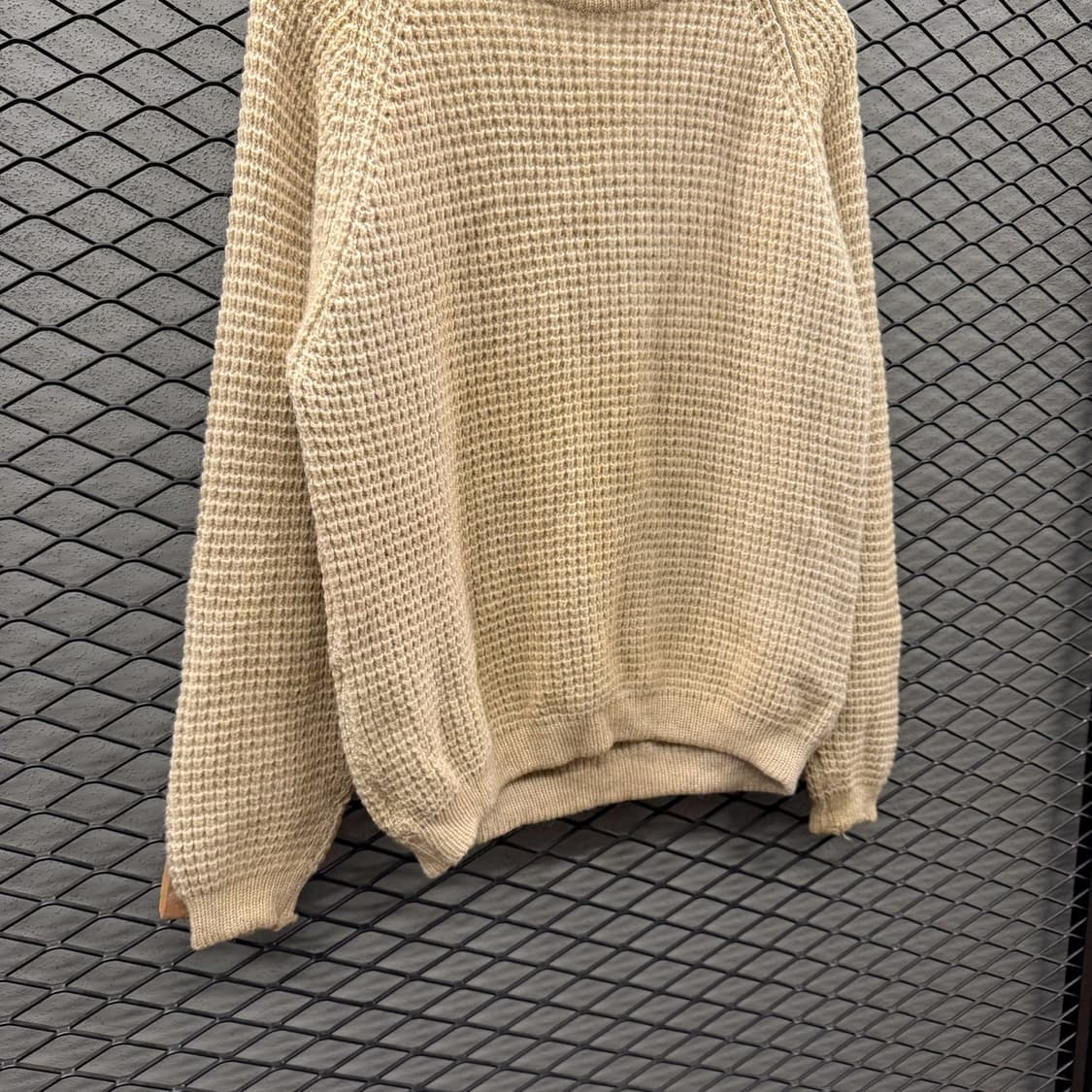 USA VINTAGE 와플 울니트 라운드넥 숄더지퍼 디테일 아이보리 상품이미지5