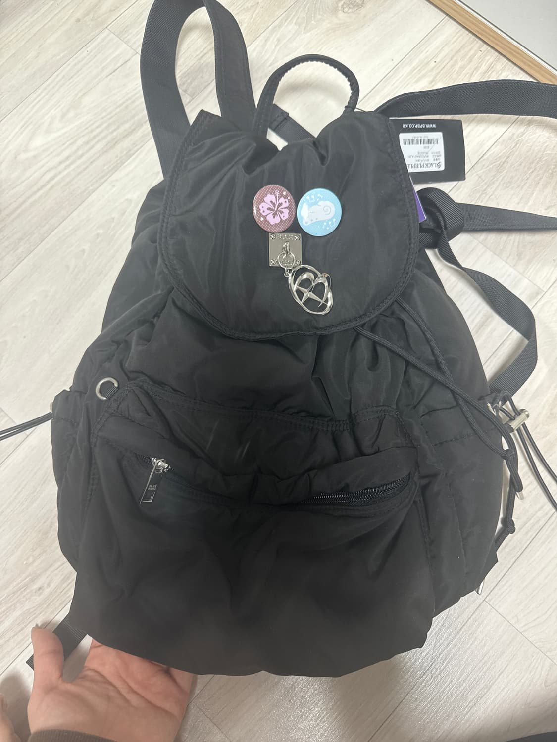 블랙퍼플 플러피 백팩 블랙 상품이미지2