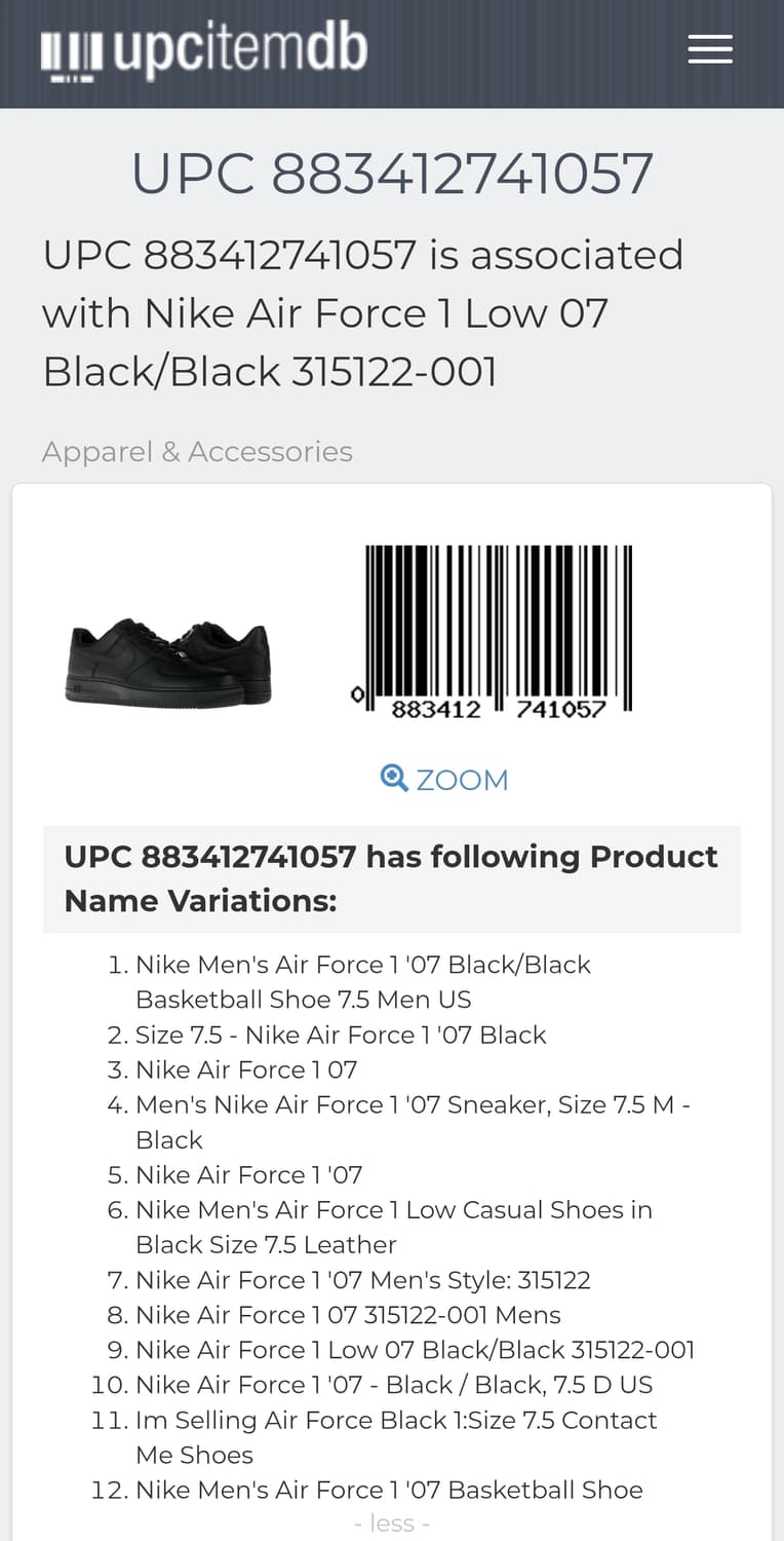 나이키 포스 로우 1 07 트리플 블랙 상품이미지9