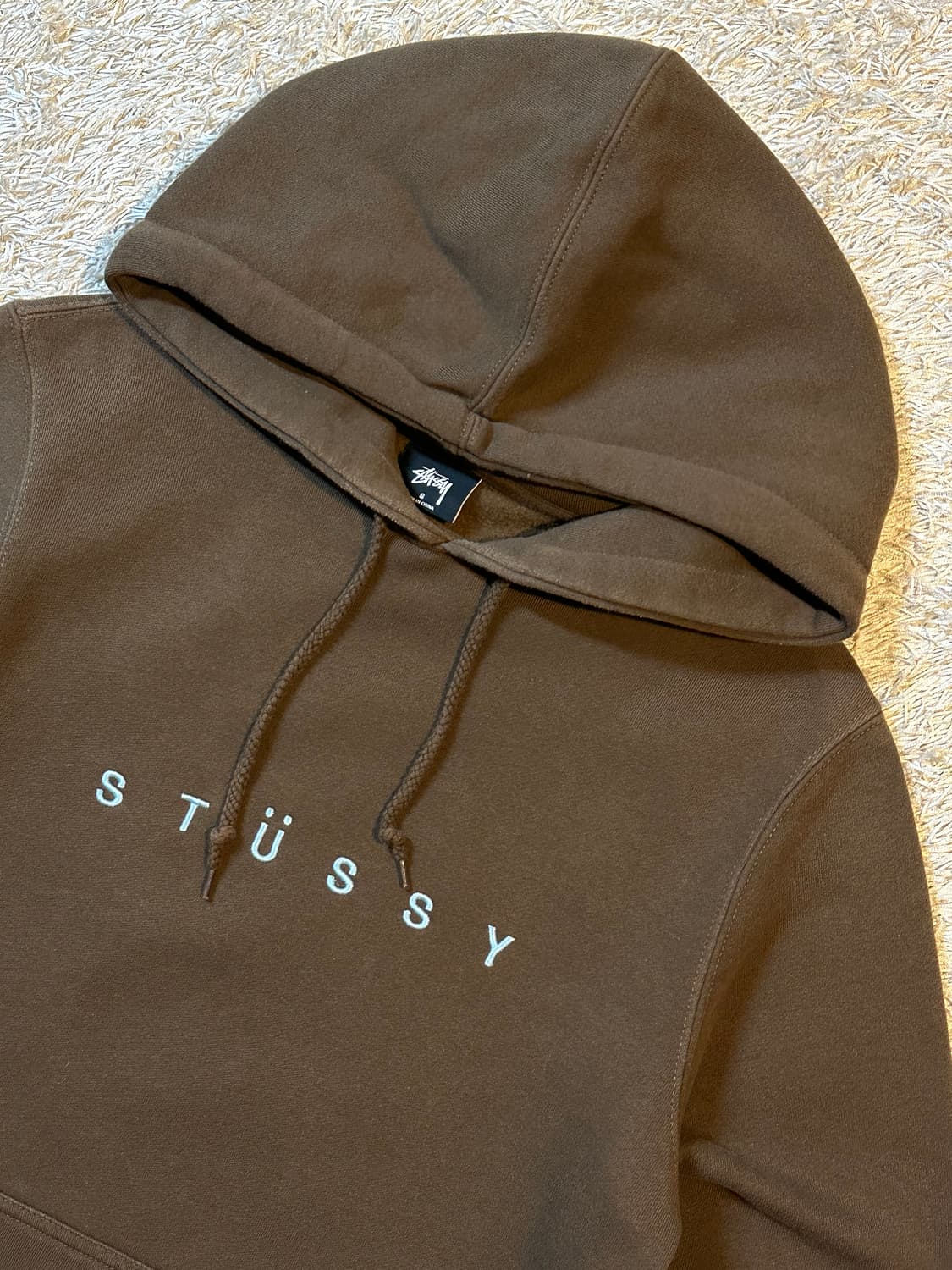 희귀) 스투시 STUSSY 자수 스펠로고 후드티 브라운 상품이미지2