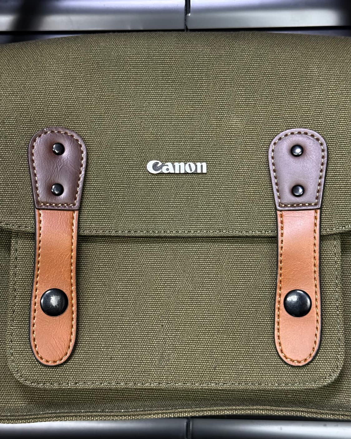 캐논 헤링본 크로스백 카메라백 가방 포켓 숄더백 에스닉 가죽 카키 빈티지 상품이미지4