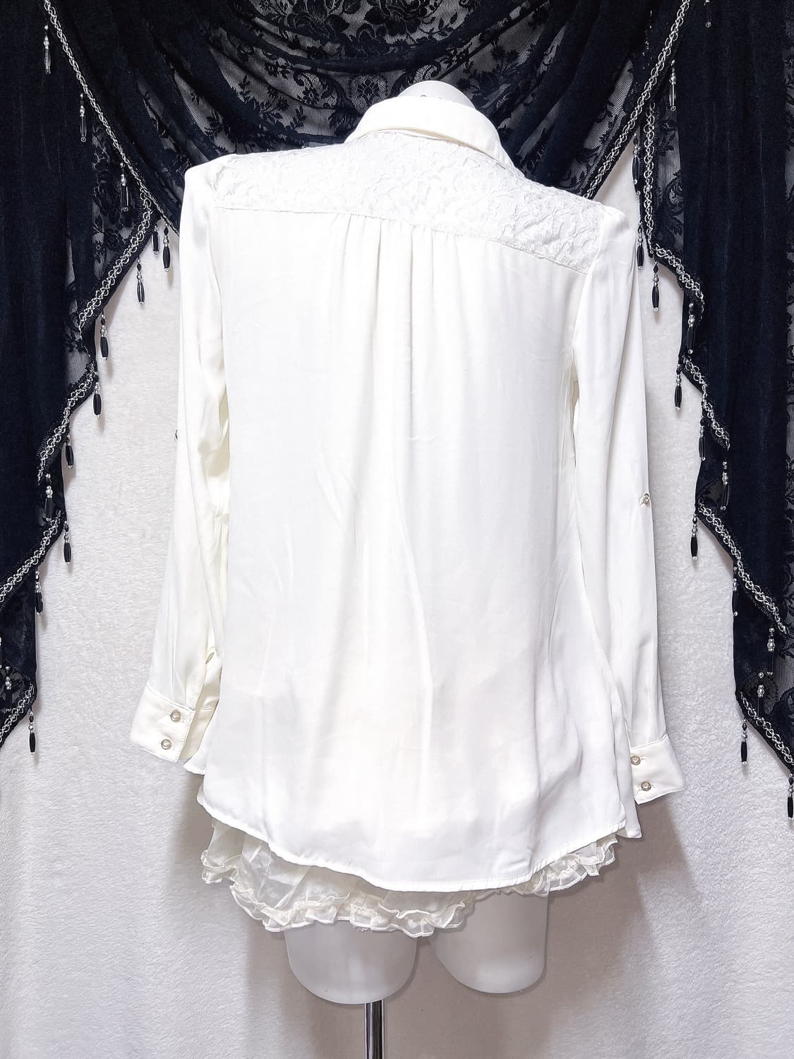 잉그니 로맨틱갸루 로걀 아이보리 레이스 시스루 블라우스 셔츠 양산형 핀터 상품이미지7