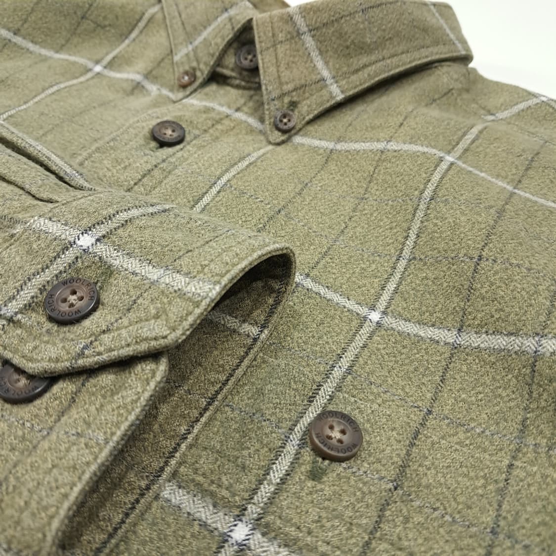CL370 L 울리치 90s  윈도우페인 체크 올리브 버튼다운 셔츠 남 상품이미지5