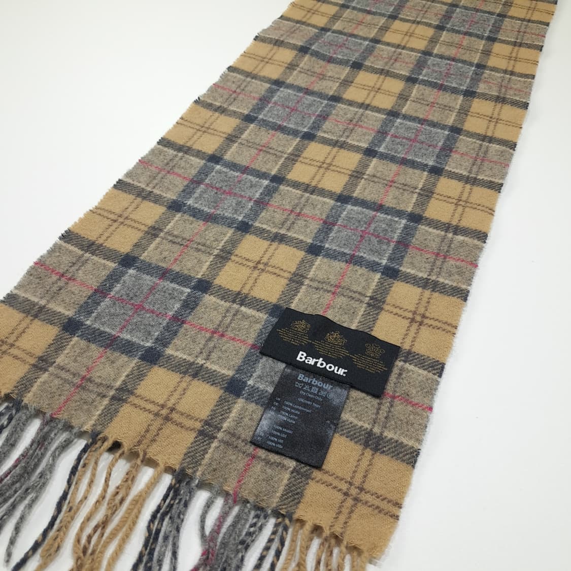 MX339 바버 베이지 클래식 타탄체크 램스울 목도리 머플러 상품이미지3