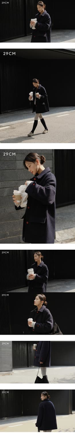 유라고 Alpaca button half coat 네이비 상품이미지2