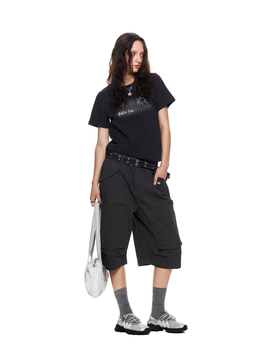 마뗑킴 프론트 포켓 버뮤다 팬츠 바지 차콜 S 상품이미지4