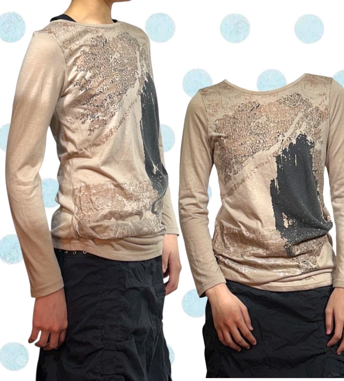 빈티지 패턴 오리엔탈 롱슬리브 긴팔 쭉티 S 상품이미지1