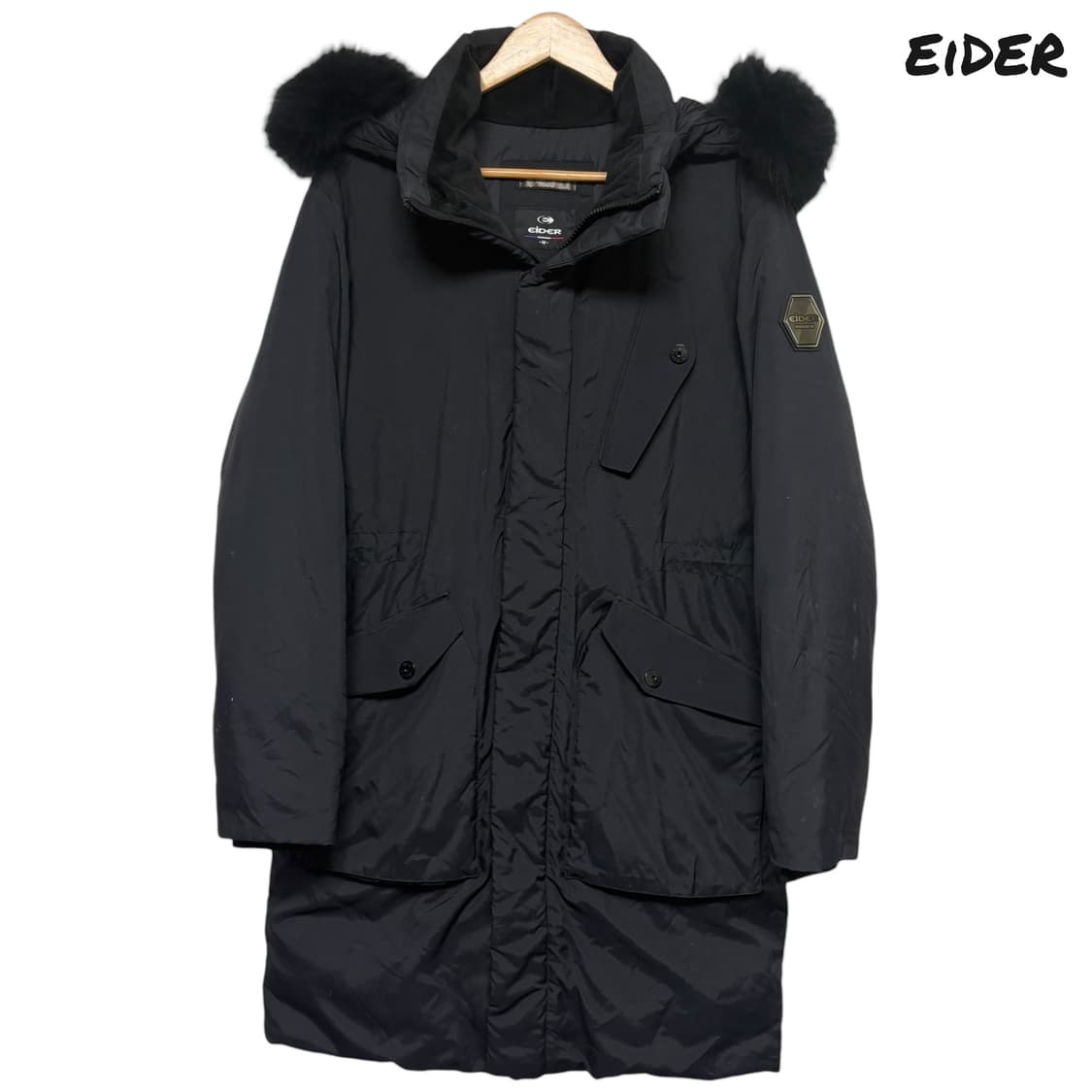 3700 아이더 블랙 라쿤퍼 거위털 구스다운 패딩 상품이미지1