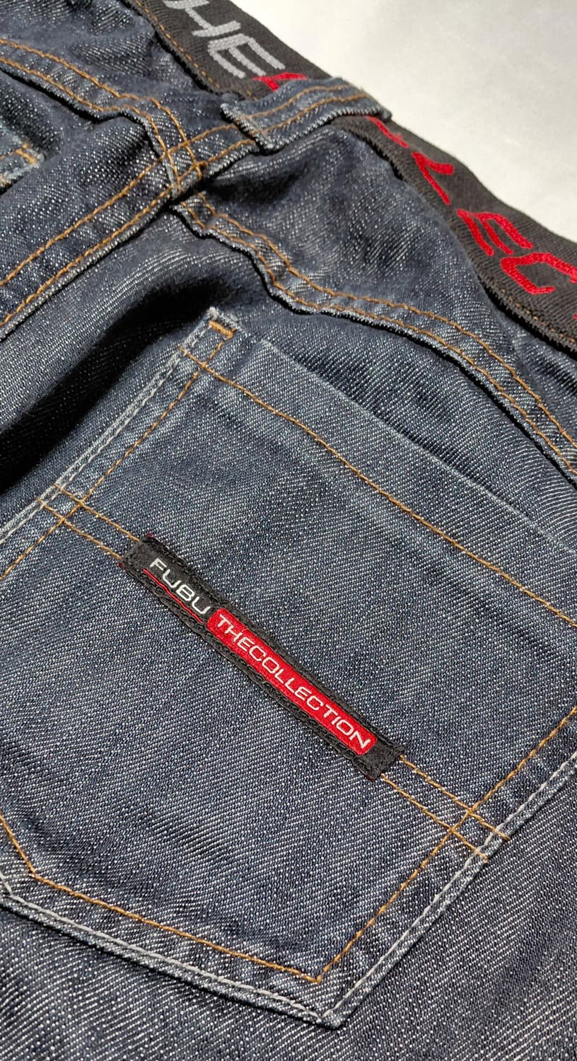 FUBU THE COLLECTION 00's 자수&레더 패치 생지 데님 상품이미지10