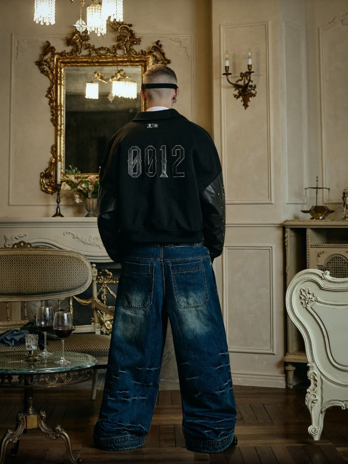 오퍼스0012 OPUS0012 패치 레더 바시티 자켓 S 상품이미지2