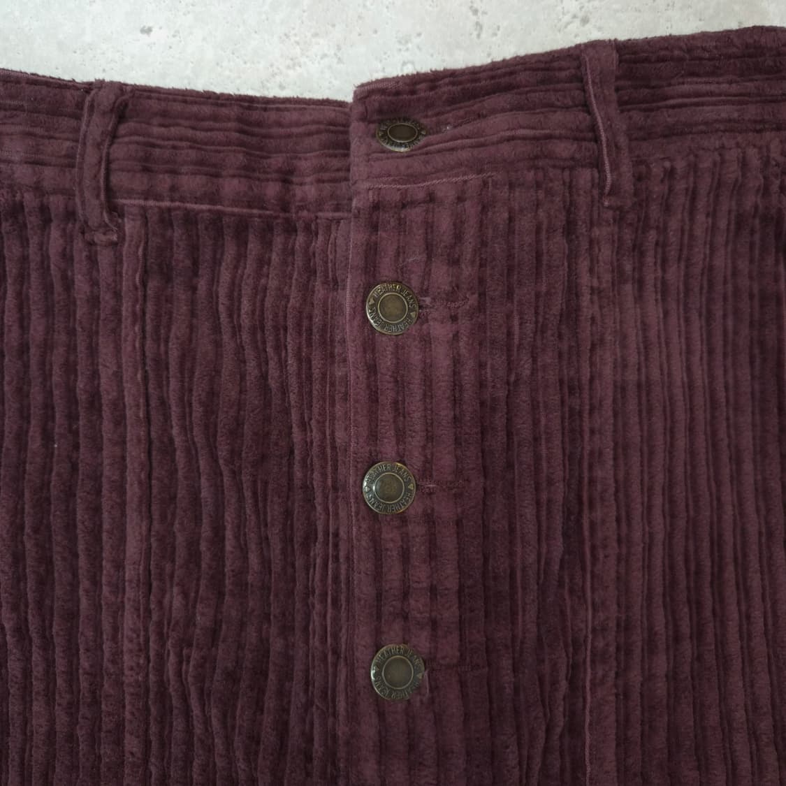 다크퍼플 코듀로이 버튼 H라인 롱스커트 상품이미지3