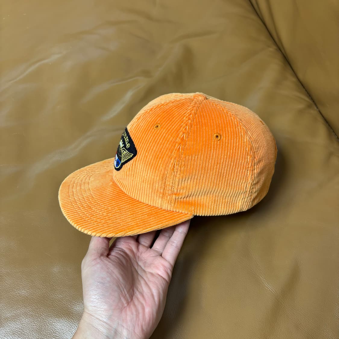 Supreme 슈프림 코듀로이 오렌지 윙 패치 로고 6패널 볼캡 모자 상품이미지4