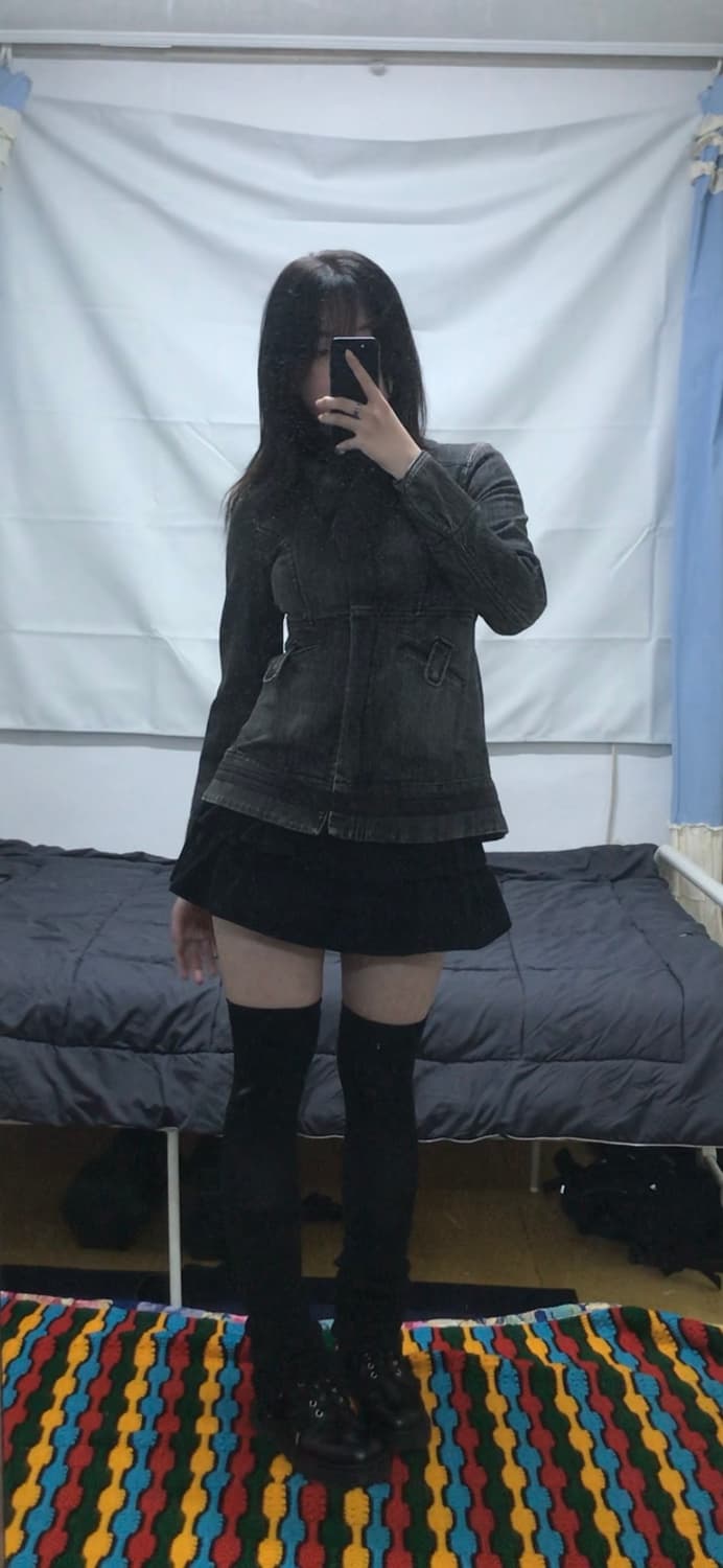 아르마니 익스체인지 우먼스 가먼트 플레어 흑청 데님 자켓 상품이미지2