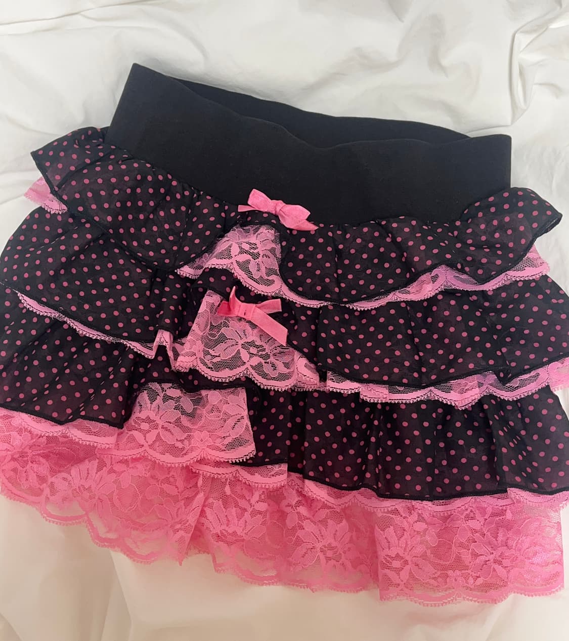 Deary 디어리 리본 도트 캉캉 스커트 마즈깔 갸루 핀터 헤이세이 상품이미지4