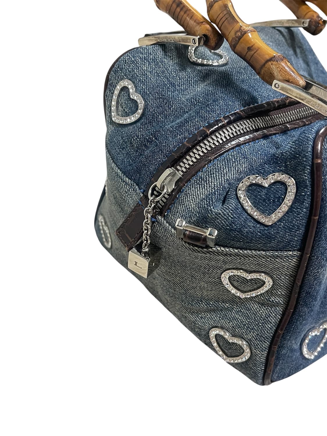 GILLI Heart Denim Bamboo Handle Bag 상품이미지3