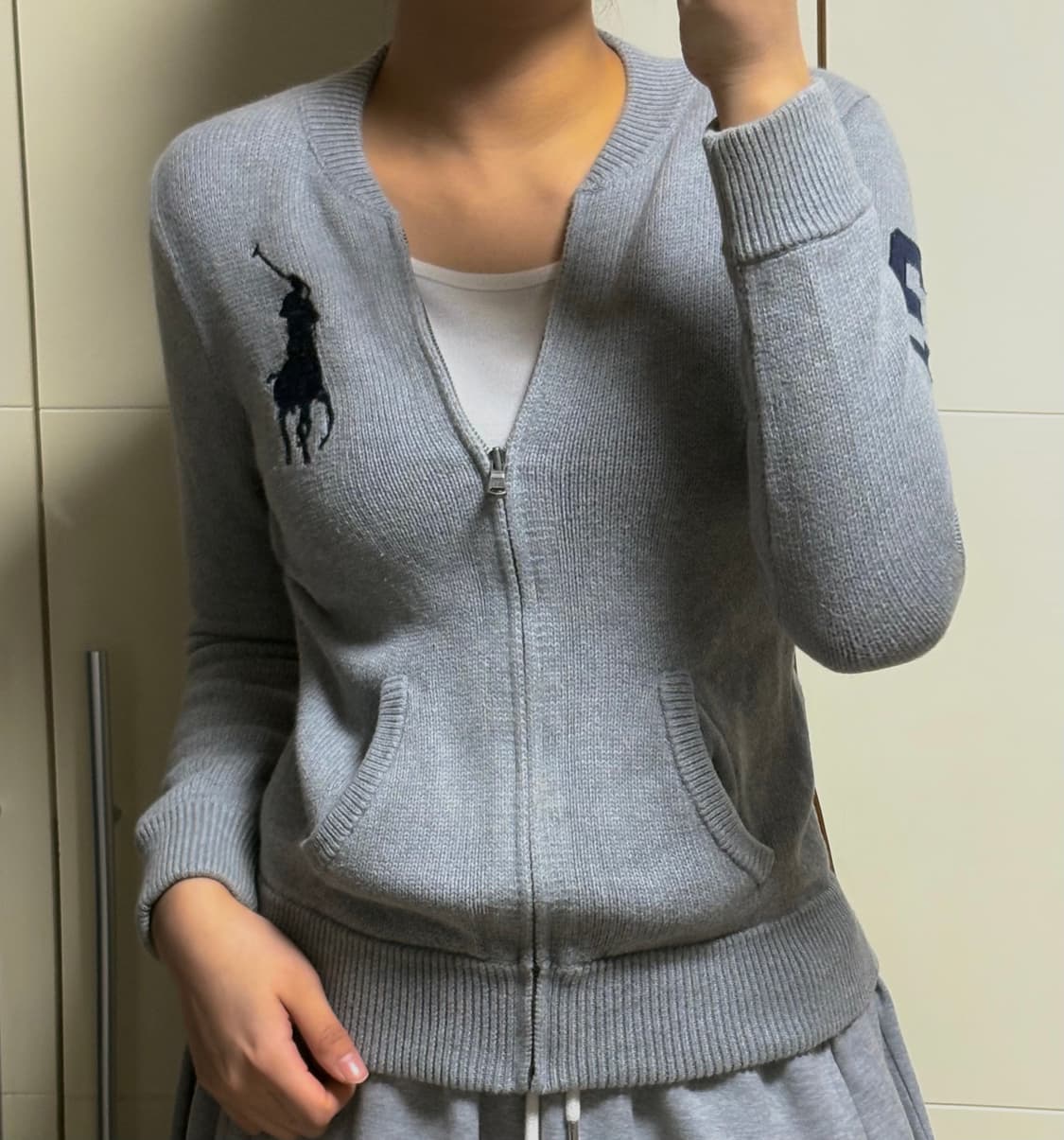 폴로 랄프로렌 빅포니 그레이 니트 집업 상품이미지1