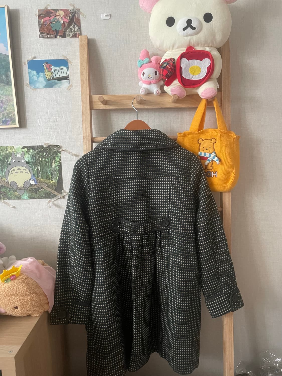 모리걸 빈티지 도트패턴 퍼코트 상품이미지4