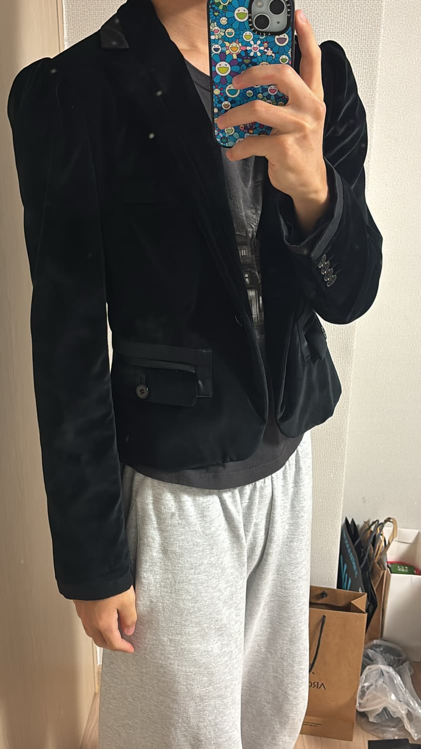 돌체앤가바나 블랙 사틴 벨벳 블레이저 46사이즈 상품이미지4