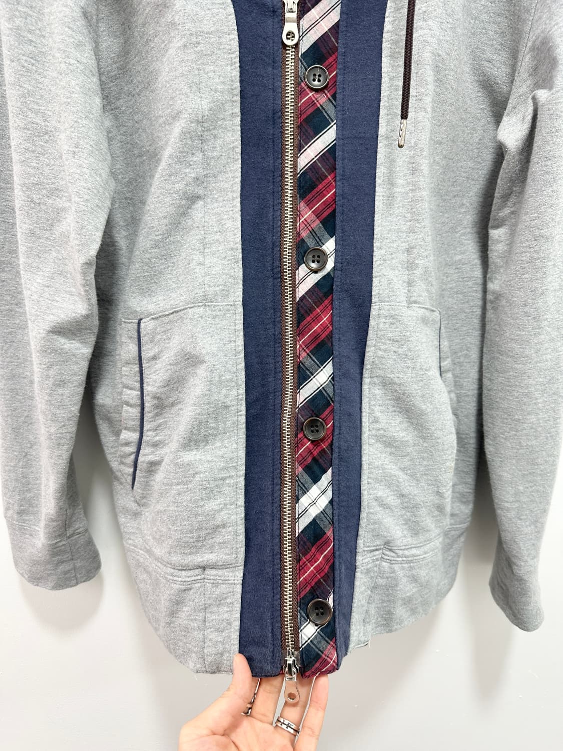 TK 2way check detail full hood zip 상품이미지5