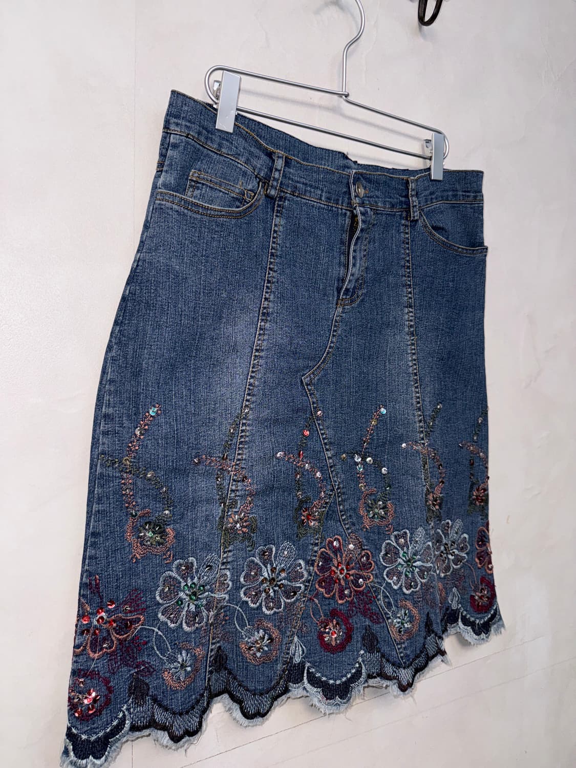 Denim fairy flower cubic midi skirt 상품이미지2