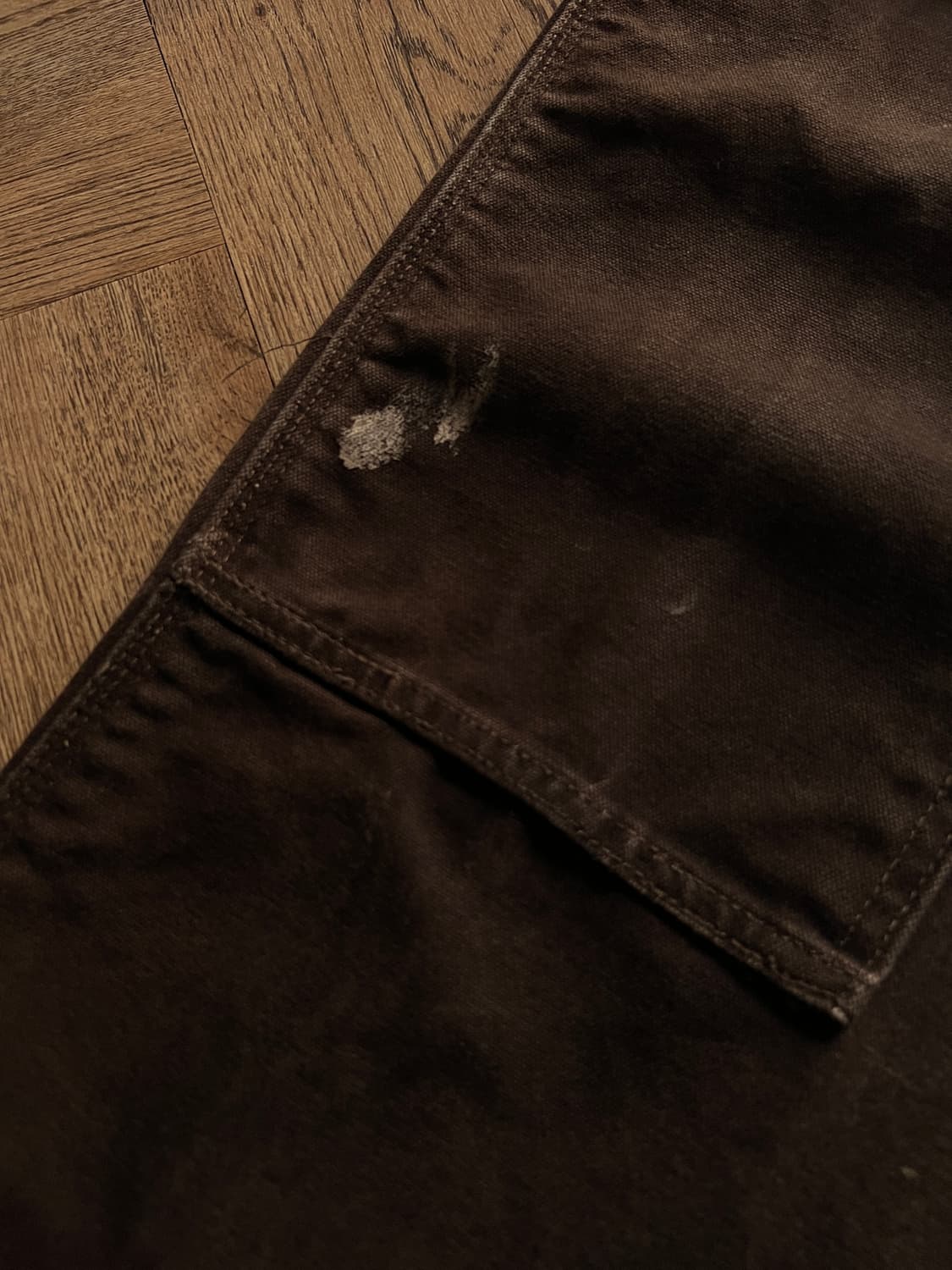 [30]칼하트 USA 빈티지 페인팅 다크브라운 더블니 워크 팬츠 상품이미지5