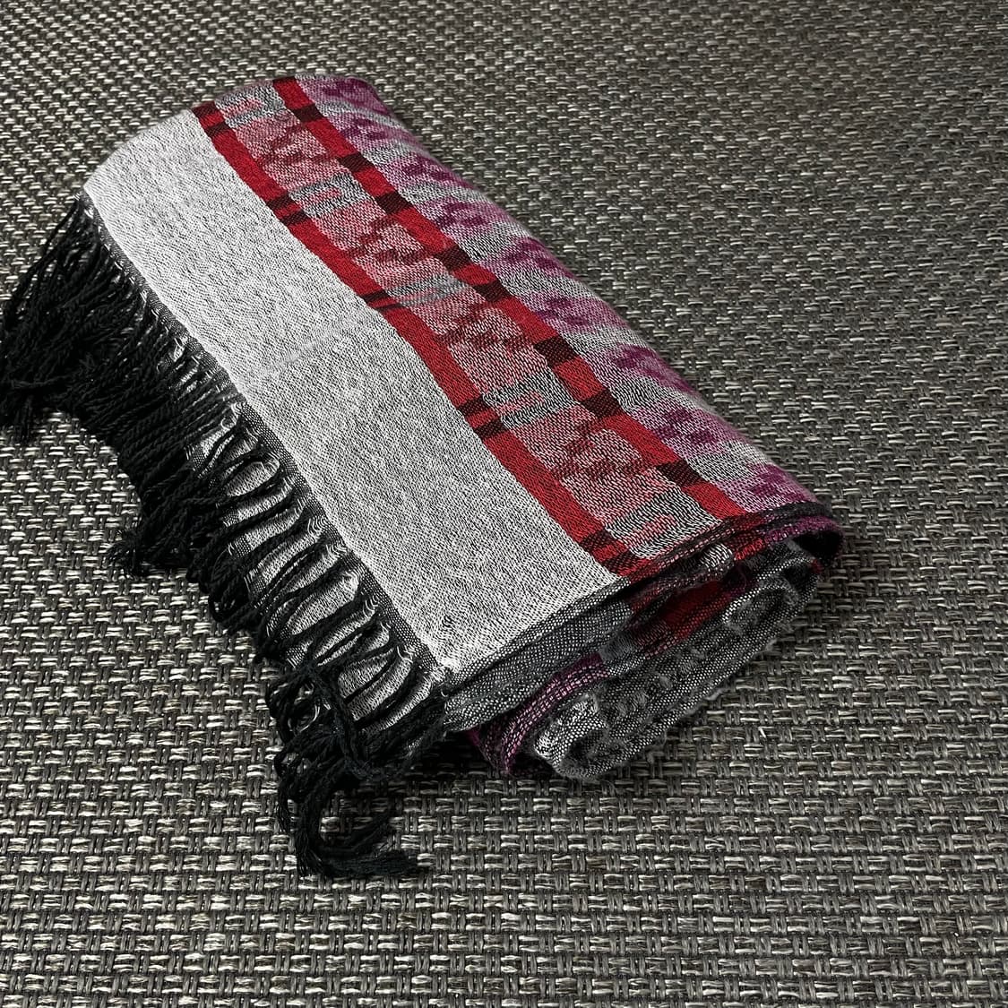 빈티지 퍼플 레드 패턴 코튼 머플러 상품이미지4