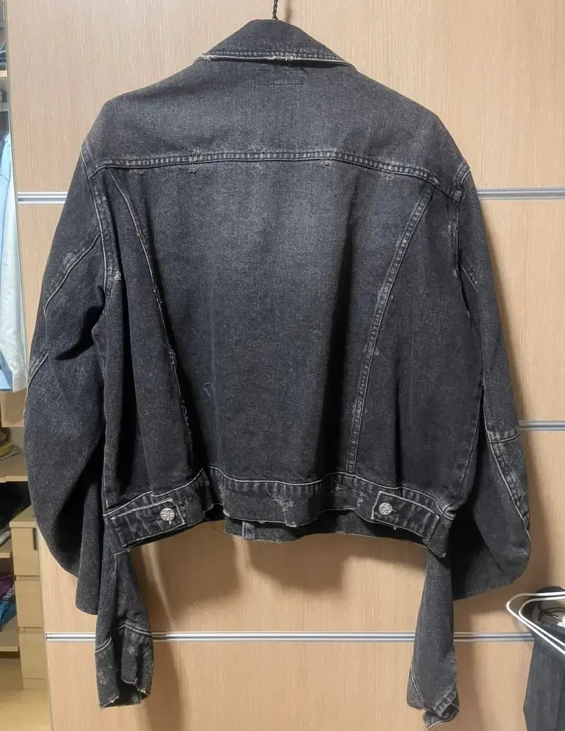 써저리(surgery) 커브드 데님 트러커 자켓 블랙 L 상품이미지3