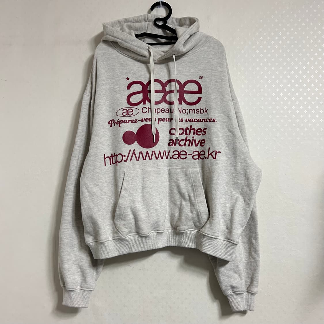 aeae 에이이에이이 웹 로고 루즈 후드티 오트밀   상품이미지6