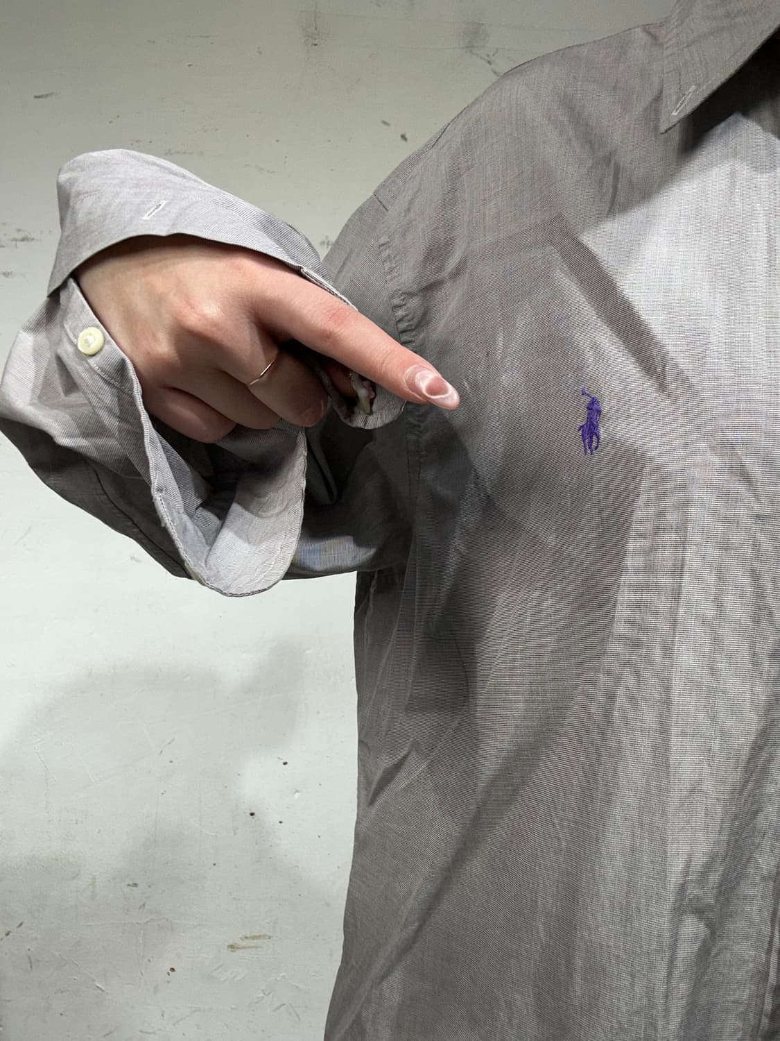 폴로 랄프 로렌 그레이 클래식핏 오버핏 셔츠 L 상품이미지4