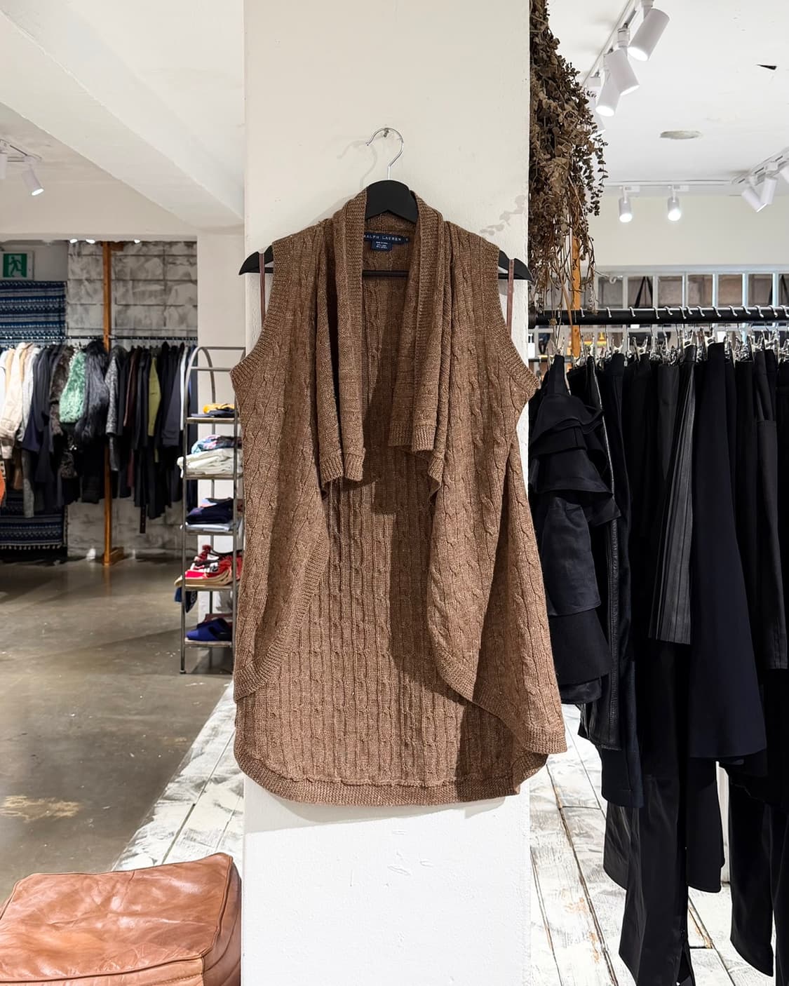 랄프로렌 브라운 드레이프 케이블 니트 베스트 상품이미지1