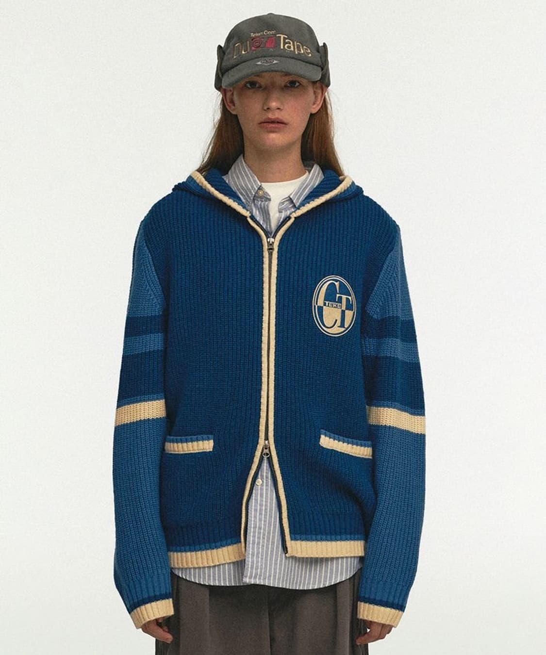 [M] 테켓 CT Knit Zip-Up Hoodie Blue 상품이미지1