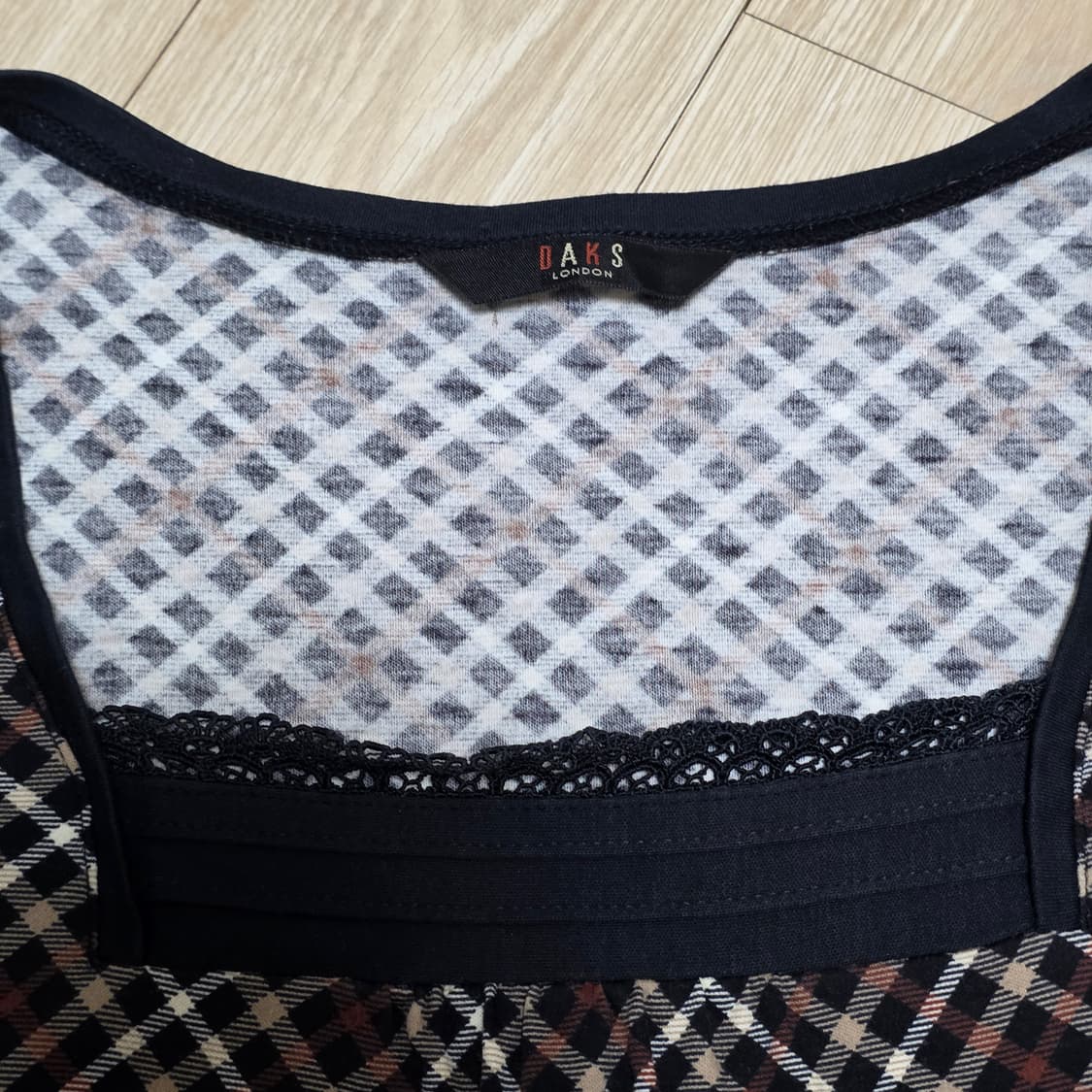 DAKS)일본판 런던빈티지 레이스 로맨틱 블랙 모리걸st 체크 블라우스 상품이미지4