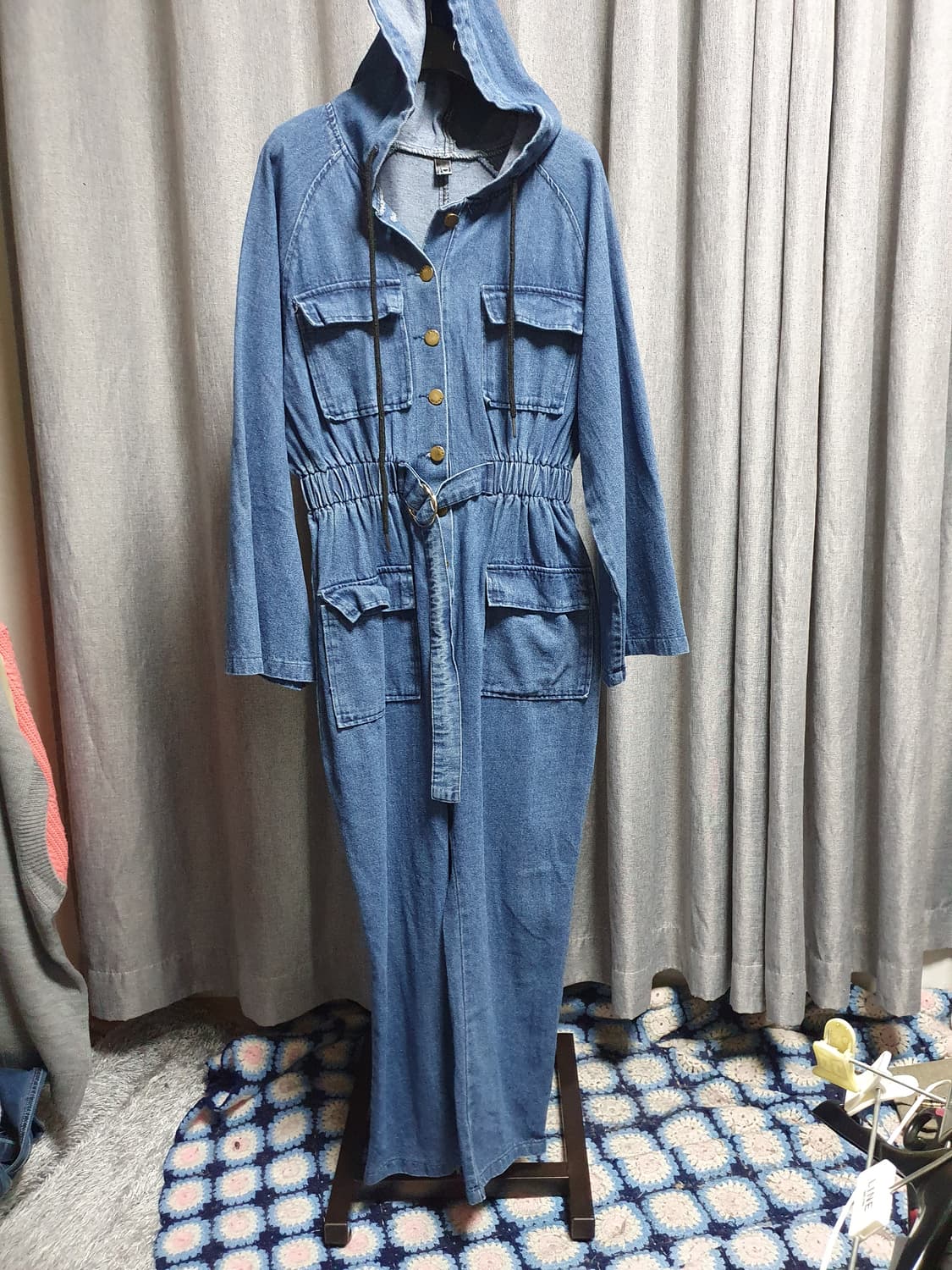 밴딩 데님 점프수트 상품이미지1