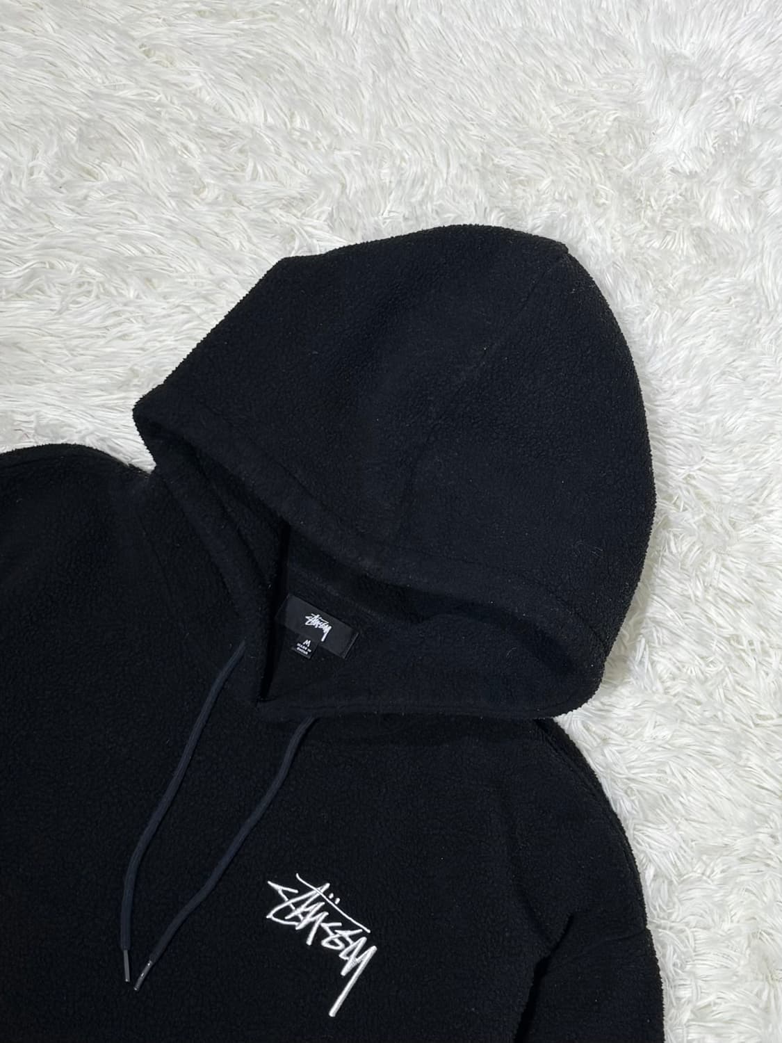 스투시 블랙 후리스 후드 상품이미지4