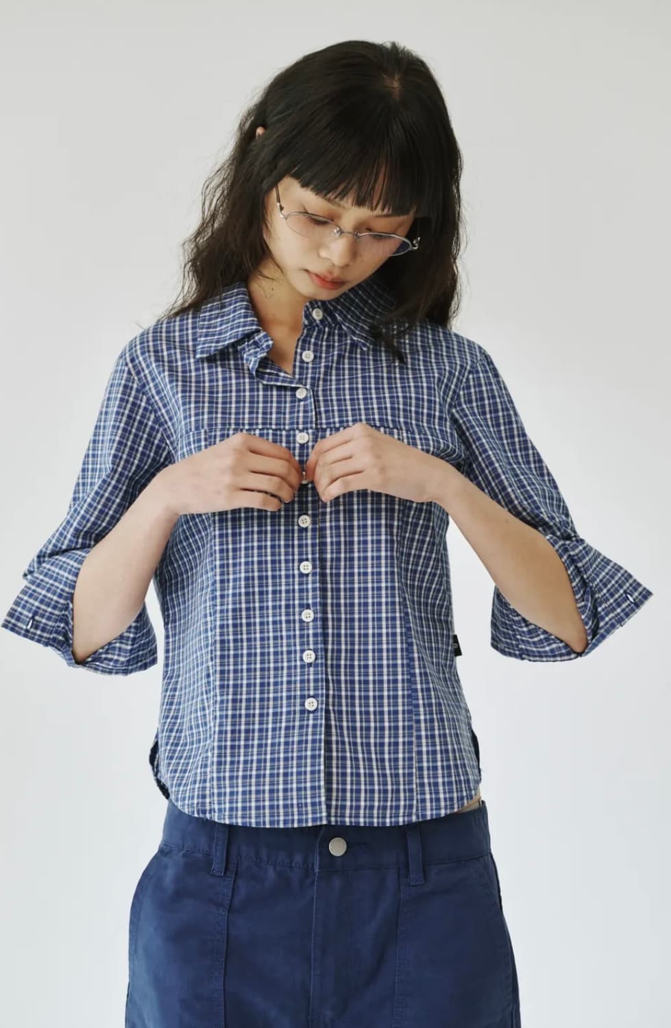 플리즈프로젝트 체크셔츠 PETITE CHECK SHIRT 블루 상품이미지3